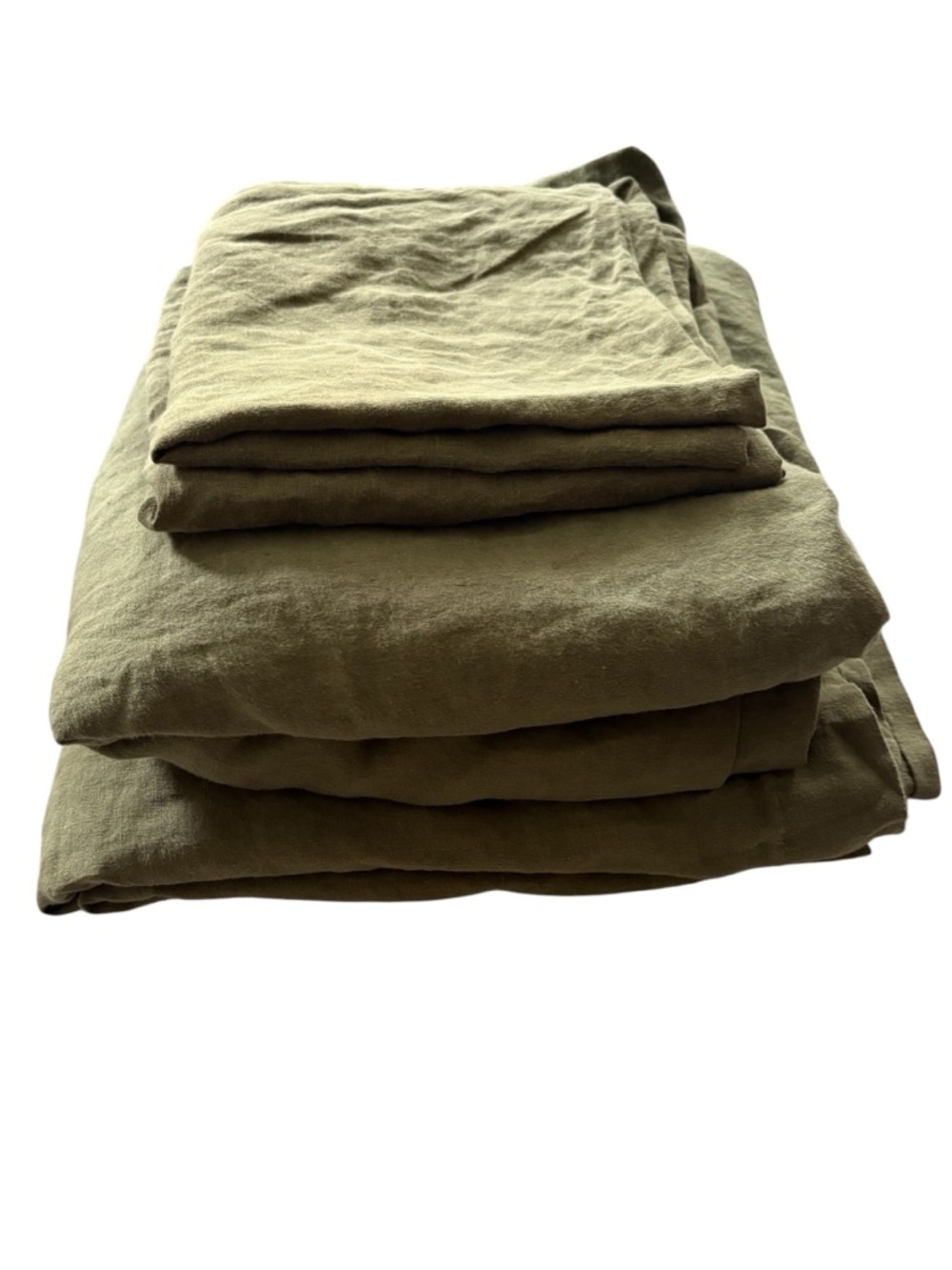 Cultiver European Linen Sheet Set Fitted Flat Pillow Shams -Queen Green Forest